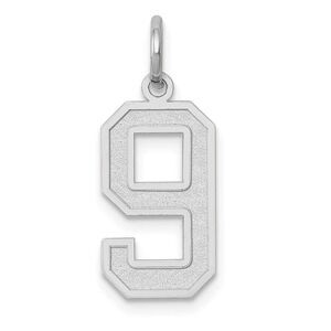 14k White Gold, Jersey Collection, Medium Number 9 Pendant